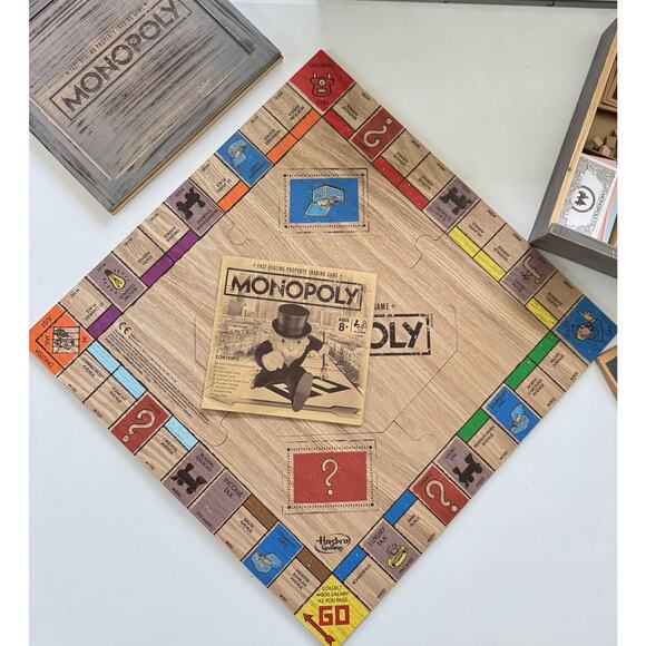 Monopoly Rustic Wood Series Wooden Board Game Classic Game Limited - Picture 2 of 10